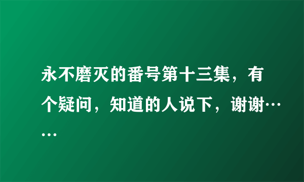 永不磨灭的番号第十三集，有个疑问，知道的人说下，谢谢……