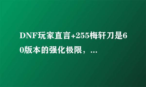 DNF玩家直言+255梅轩刀是60版本的强化极限，虽然是外挂改的但不可能无中生有，你怎么看？