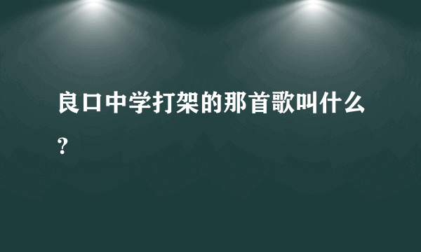 良口中学打架的那首歌叫什么？