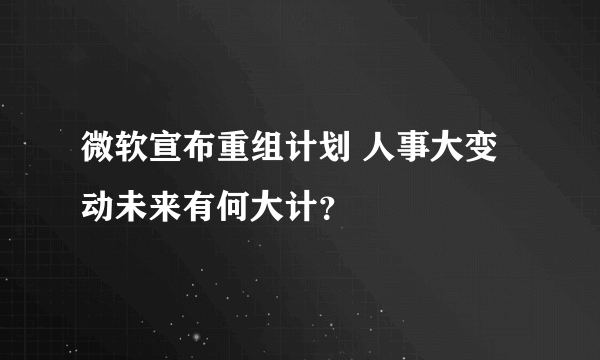 微软宣布重组计划 人事大变动未来有何大计？