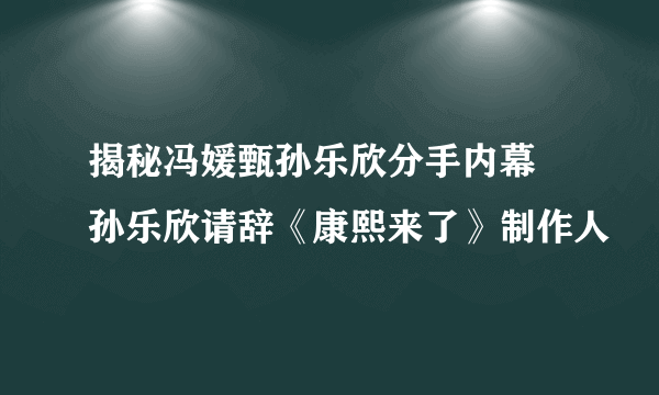 揭秘冯媛甄孙乐欣分手内幕 孙乐欣请辞《康熙来了》制作人