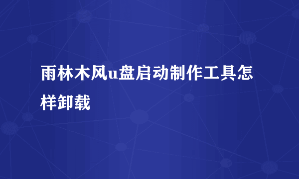 雨林木风u盘启动制作工具怎样卸载