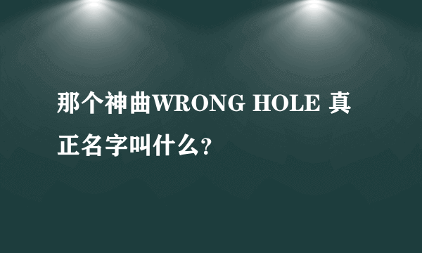 那个神曲WRONG HOLE 真正名字叫什么？