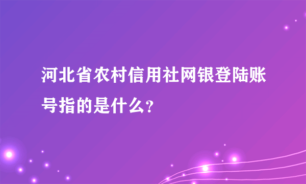 河北省农村信用社网银登陆账号指的是什么？