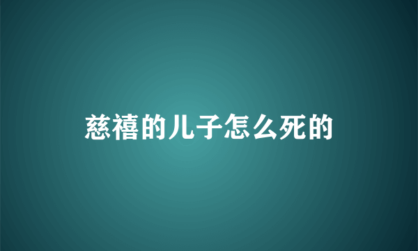 慈禧的儿子怎么死的