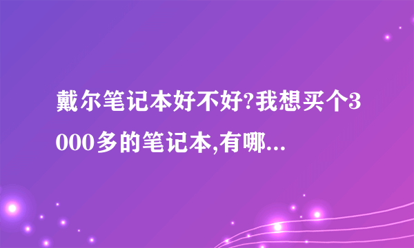 戴尔笔记本好不好?我想买个3000多的笔记本,有哪位内行的给推荐下?谢谢!