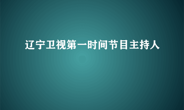 辽宁卫视第一时间节目主持人