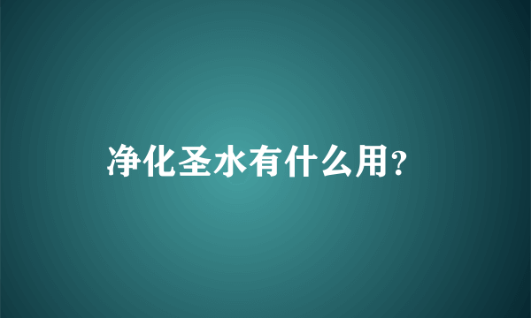 净化圣水有什么用？