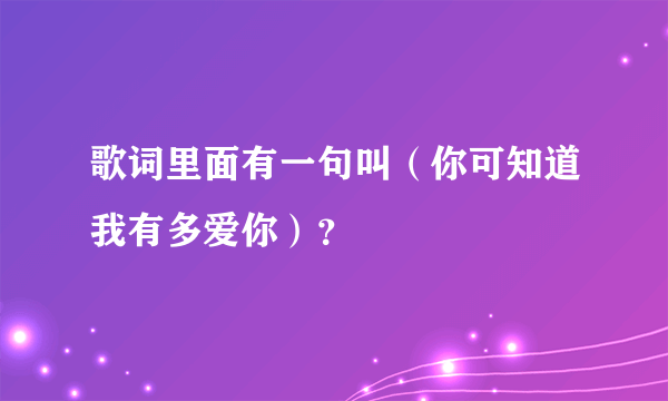 歌词里面有一句叫（你可知道我有多爱你）？