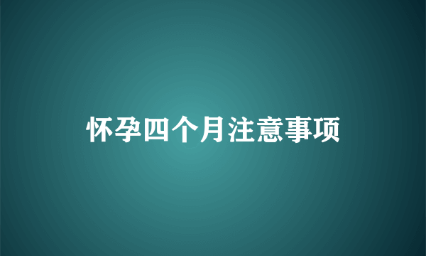 怀孕四个月注意事项