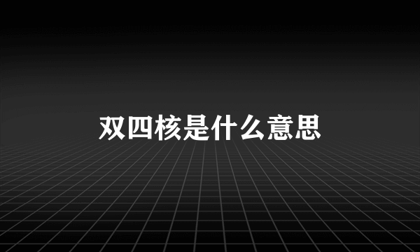 双四核是什么意思