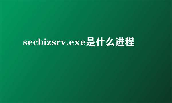 secbizsrv.exe是什么进程