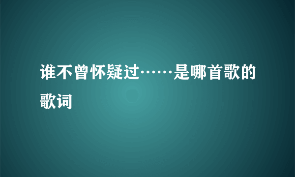 谁不曾怀疑过……是哪首歌的歌词