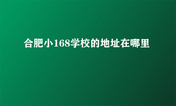 合肥小168学校的地址在哪里