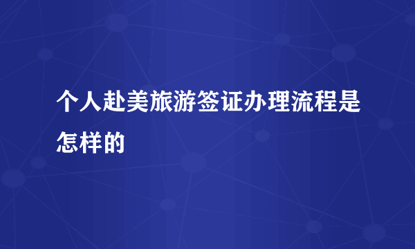 个人赴美旅游签证办理流程是怎样的