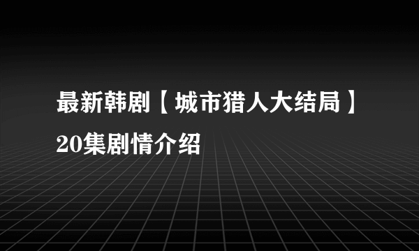 最新韩剧【城市猎人大结局】20集剧情介绍