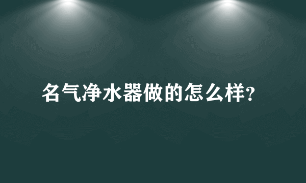 名气净水器做的怎么样？