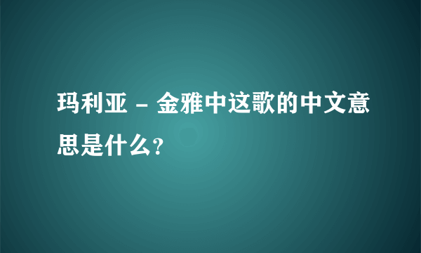 玛利亚 - 金雅中这歌的中文意思是什么？