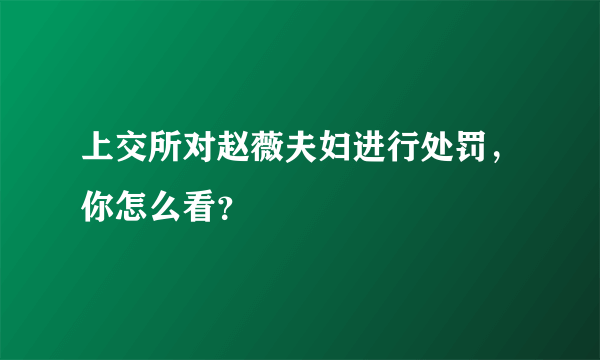 上交所对赵薇夫妇进行处罚，你怎么看？