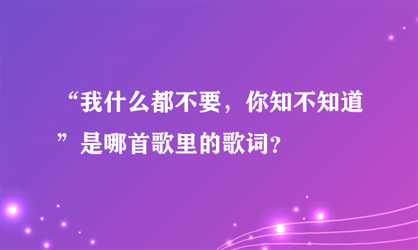 “我什么都不要，你知不知道”是哪首歌里的歌词？