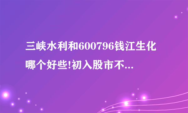 三峡水利和600796钱江生化哪个好些!初入股市不懂!?望帮助下