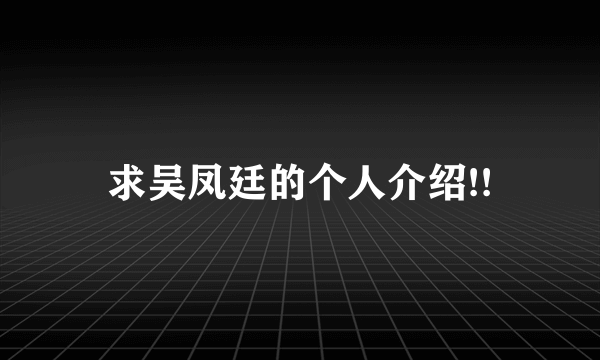 求吴凤廷的个人介绍!!