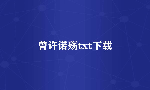 曾许诺殇txt下载