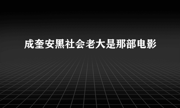 成奎安黑社会老大是那部电影