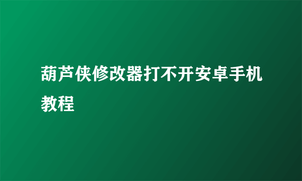 葫芦侠修改器打不开安卓手机教程