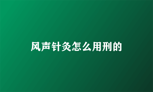 风声针灸怎么用刑的