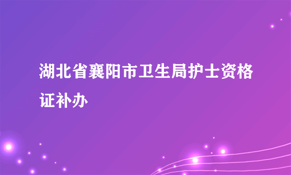 湖北省襄阳市卫生局护士资格证补办