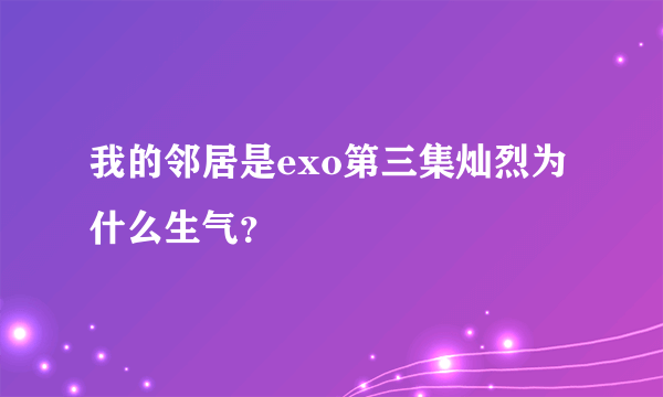 我的邻居是exo第三集灿烈为什么生气？