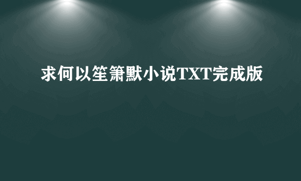 求何以笙箫默小说TXT完成版