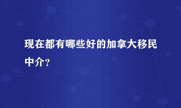 现在都有哪些好的加拿大移民中介？