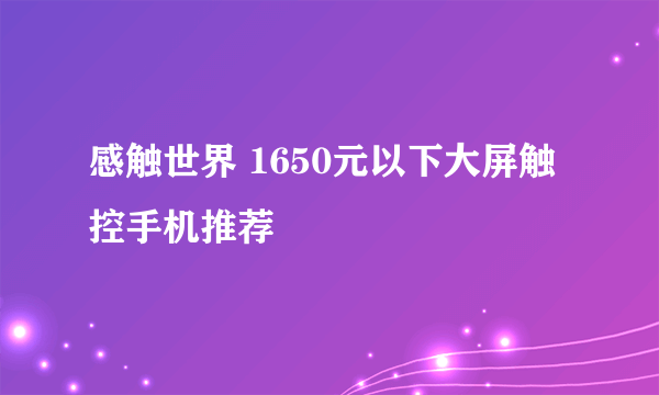 感触世界 1650元以下大屏触控手机推荐