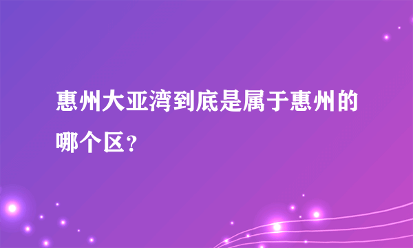 惠州大亚湾到底是属于惠州的哪个区？