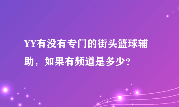 YY有没有专门的街头篮球辅助，如果有频道是多少？