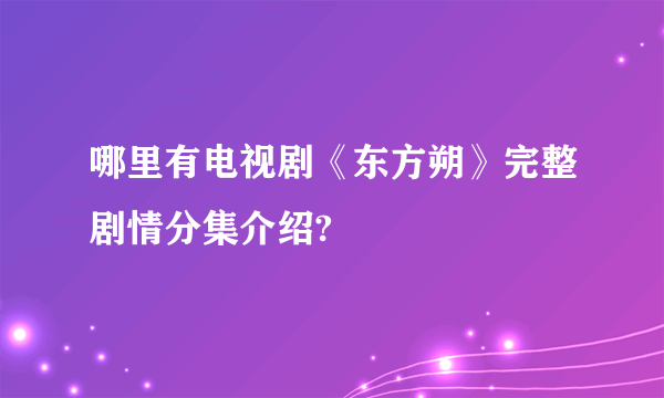 哪里有电视剧《东方朔》完整剧情分集介绍?