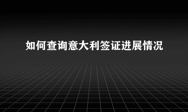 如何查询意大利签证进展情况