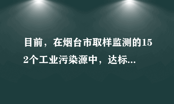 目前，在烟台市取样监测的152个工业污染源中，达标排放的有127个，达标率为____%(百分号前保留一位小数)。在取样监测的12座城市污水处理厂中，达标与未达标的比为2：1，未达标的有____座.