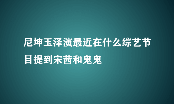 尼坤玉泽演最近在什么综艺节目提到宋茜和鬼鬼