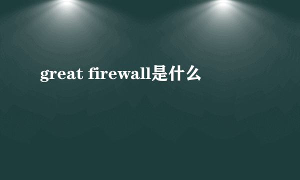 great firewall是什么