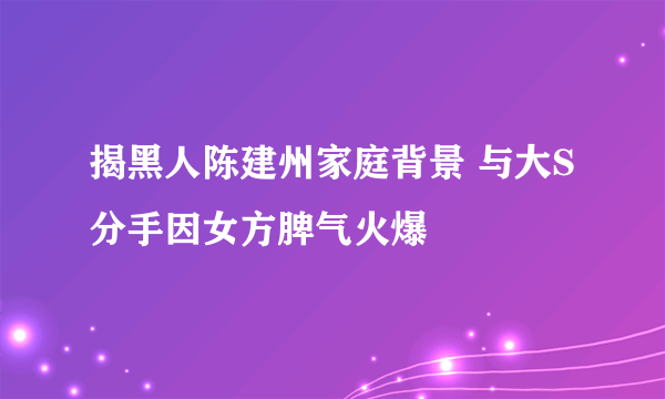 揭黑人陈建州家庭背景 与大S分手因女方脾气火爆