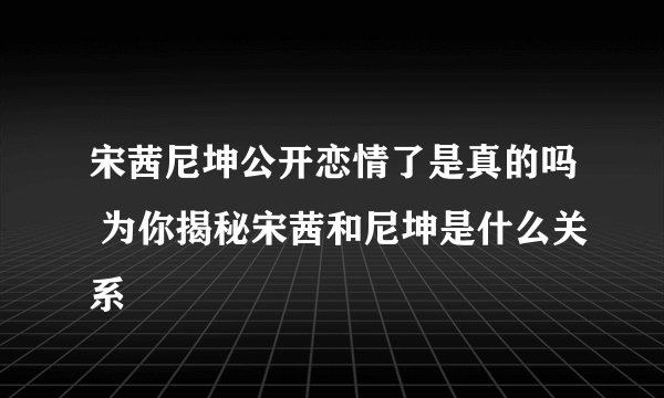 宋茜尼坤公开恋情了是真的吗 为你揭秘宋茜和尼坤是什么关系