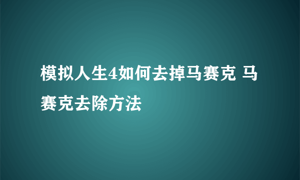 模拟人生4如何去掉马赛克 马赛克去除方法