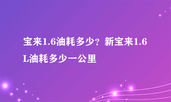 宝来1.6油耗多少？新宝来1.6L油耗多少一公里