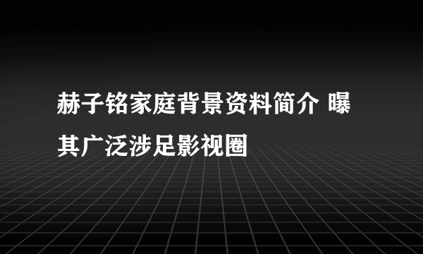 赫子铭家庭背景资料简介 曝其广泛涉足影视圈