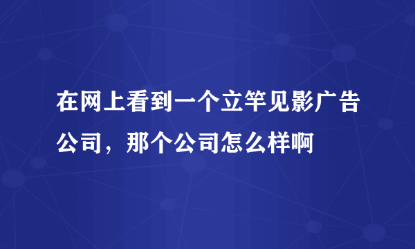 在网上看到一个立竿见影广告公司，那个公司怎么样啊