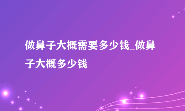 做鼻子大概需要多少钱_做鼻子大概多少钱