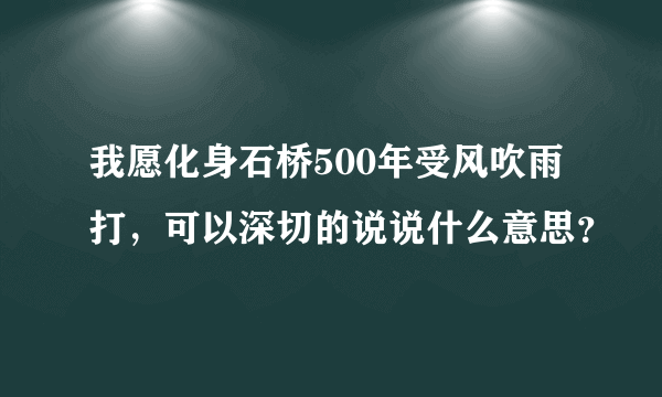 我愿化身石桥500年受风吹雨打，可以深切的说说什么意思？